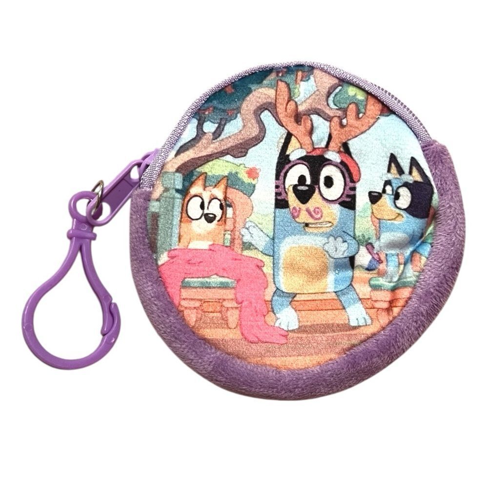 Bluey Purple Velvet Coin Purse Keychain